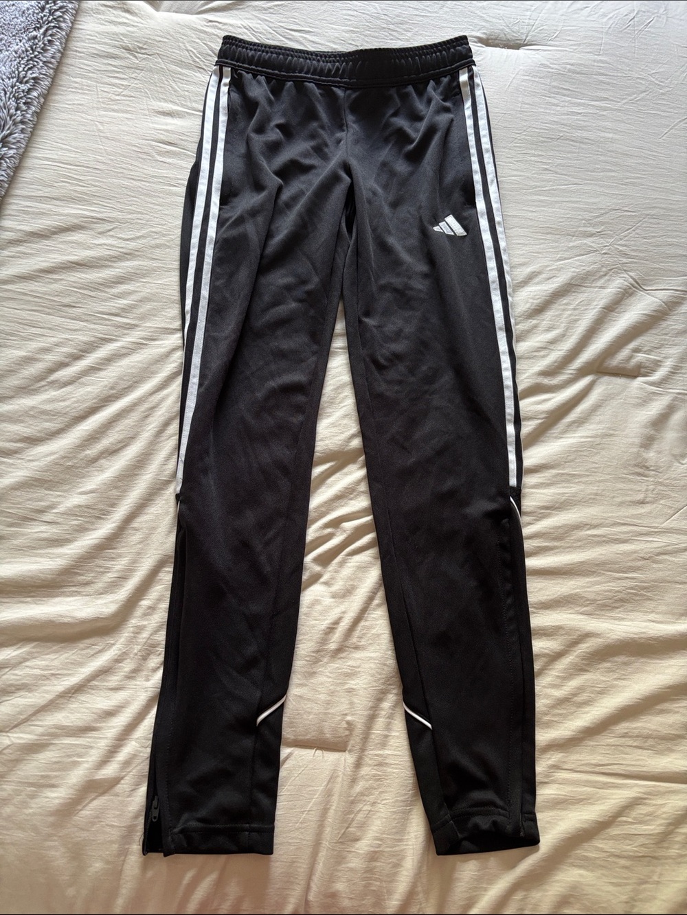 adidas Black Track Pants with White Side Stripes